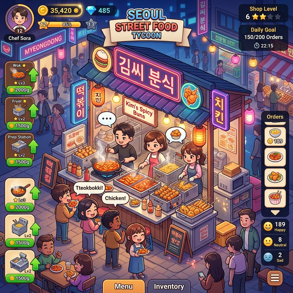 Simulasi Gameplay Seoul Street Food Tycoon SOJU88